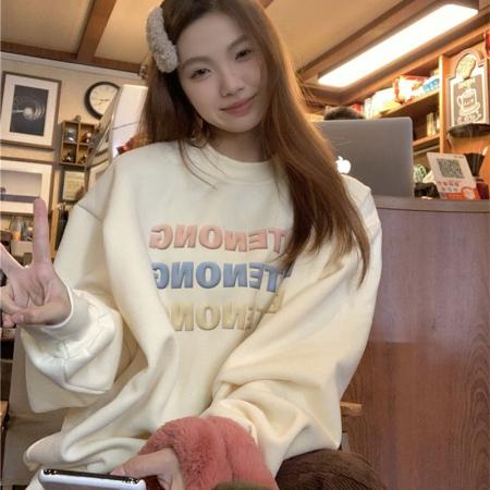 CX13611# 最便宜服饰批发 大卫衣韩版小众休闲情侣卫衣女ins慵懒设计感外套