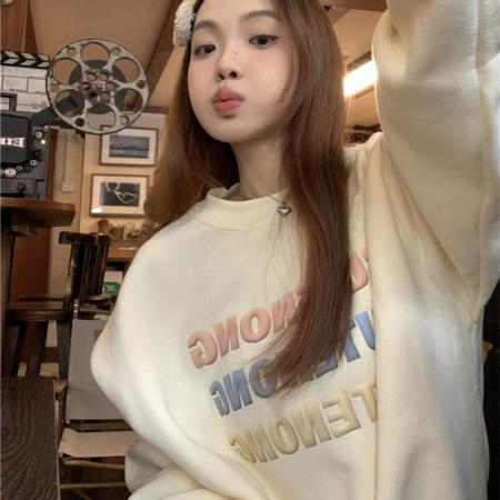 CX13611# 最便宜服饰批发 大卫衣韩版小众休闲情侣卫衣女ins慵懒设计感外套