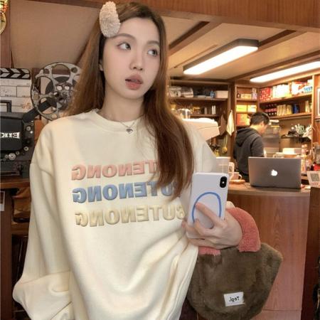 CX13611# 最便宜服饰批发 大卫衣韩版小众休闲情侣卫衣女ins慵懒设计感外套