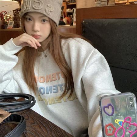 CX13611# 最便宜服饰批发 大卫衣韩版小众休闲情侣卫衣女ins慵懒设计感外套