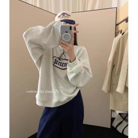 CX13611# 最便宜服饰批发 超火cec卫衣女春秋韩版oversize无帽薄款外套ins潮学生宽松上衣服