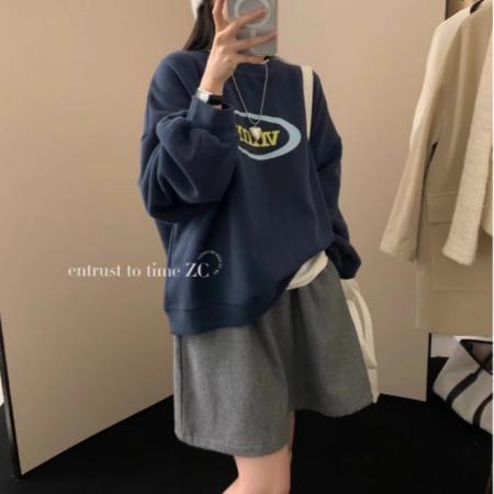 CX13611# 最便宜服饰批发 超火cec卫衣女春秋韩版oversize无帽薄款外套ins潮学生宽松上衣服