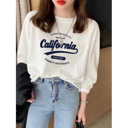 CX13611# 最便宜服饰批发 纯棉长袖t恤女宽松韩版ins潮春夏季新款中长款半袖上衣ins潮