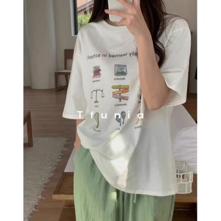 CX13611# 最便宜服饰批发 纯棉短袖t恤女宽松韩版ins潮春夏季新款中长款半袖上衣ins潮