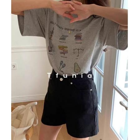 CX13611# 最便宜服饰批发 纯棉短袖t恤女宽松韩版ins潮春夏季新款中长款半袖上衣ins潮