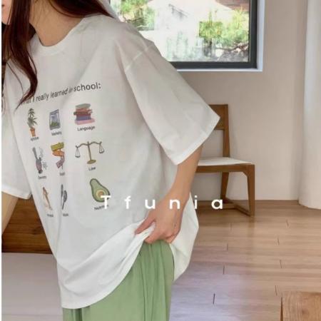 CX13611# 最便宜服饰批发 纯棉短袖t恤女宽松韩版ins潮春夏季新款中长款半袖上衣ins潮