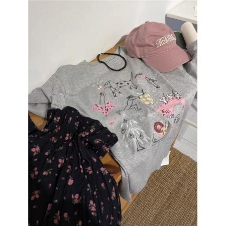 CX13611# 最便宜服饰批发 纯棉短袖t恤女宽松韩版ins潮春夏季新款中长款半袖上衣ins潮