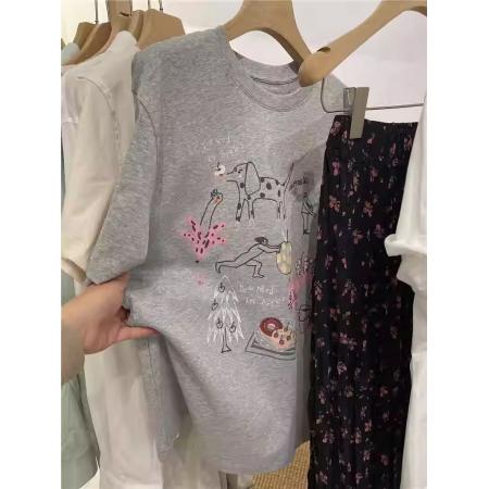 CX13611# 最便宜服饰批发 纯棉短袖t恤女宽松韩版ins潮春夏季新款中长款半袖上衣ins潮