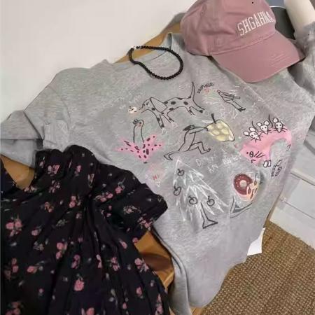 CX13611# 最便宜服饰批发 纯棉短袖t恤女宽松韩版ins潮春夏季新款中长款半袖上衣ins潮