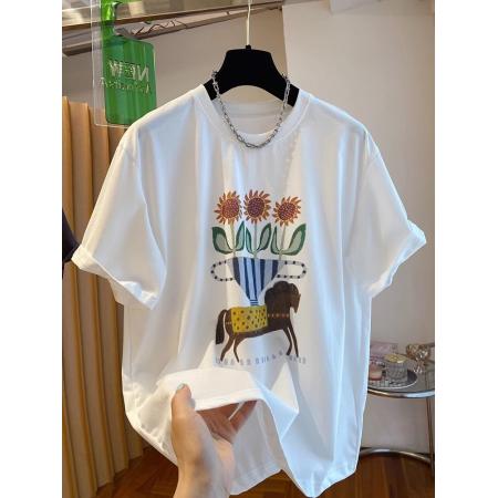 CX13611# 最便宜服饰批发 纯棉短袖t恤女宽松韩版ins潮春夏季新款中长款半袖上衣ins潮