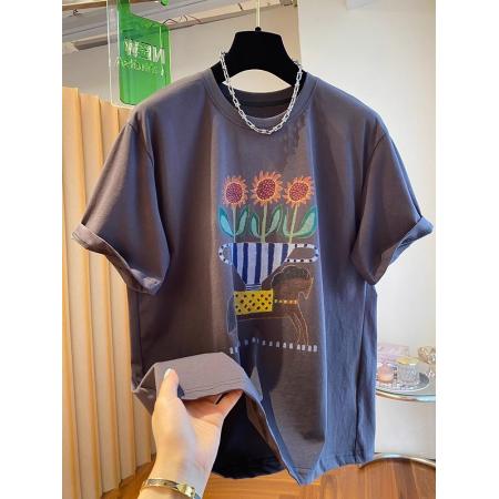 CX13611# 最便宜服饰批发 纯棉短袖t恤女宽松韩版ins潮春夏季新款中长款半袖上衣ins潮