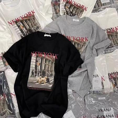 CX13611# 最便宜服饰批发 纯棉短袖t恤女宽松韩版ins潮春夏季新款中长款半袖上衣ins潮