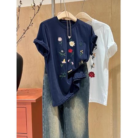 CX13611# 最便宜服饰批发 纯棉短袖t恤女宽松韩版ins潮春夏季新款中长款半袖上衣ins潮