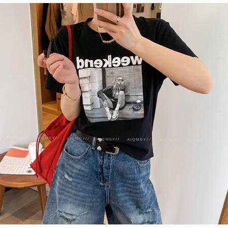 CX13611# 最便宜服饰批发 纯棉短袖t恤女宽松韩版ins潮春夏季新款中长款半袖上衣ins潮