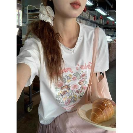 CX13611# 最便宜服饰批发 纯棉短袖t恤女宽松韩版ins潮春夏季新款中长款半袖上衣ins潮