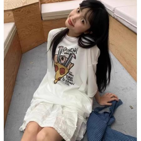 CX13611# 最便宜服饰批发 纯棉短袖t恤女宽松韩版ins潮春夏季新款中长款半袖上衣ins潮