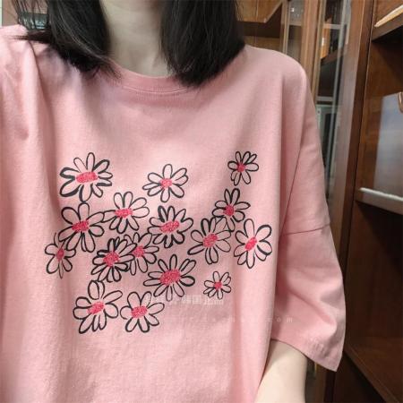 CX13611# 最便宜服饰批发 纯棉短袖t恤女宽松韩版ins潮春夏季新款中长款半袖上衣ins潮