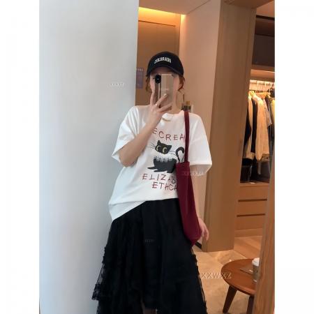 CX13611# 最便宜服饰批发 纯棉短袖t恤女宽松韩版ins潮春夏季新款中长款半袖上衣ins潮