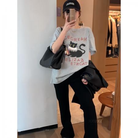 CX13611# 最便宜服饰批发 纯棉短袖t恤女宽松韩版ins潮春夏季新款中长款半袖上衣ins潮