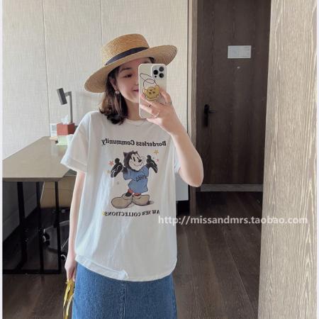 CX13611# 最便宜服饰批发 纯棉短袖t恤女宽松韩版ins潮春夏季新款中长款半袖上衣ins潮