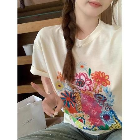 CX13611# 最便宜服饰批发 纯棉短袖t恤女宽松韩版ins潮春夏季新款中长款半袖上衣ins潮