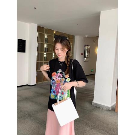 CX13611# 最便宜服饰批发 纯棉短袖t恤女宽松韩版ins潮春夏季新款中长款半袖上衣ins潮