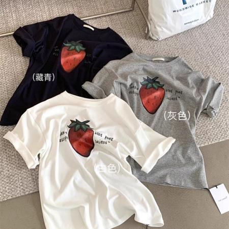 CX13611# 最便宜服饰批发 纯棉短袖t恤女宽松韩版ins潮春夏季新款中长款半袖上衣ins潮