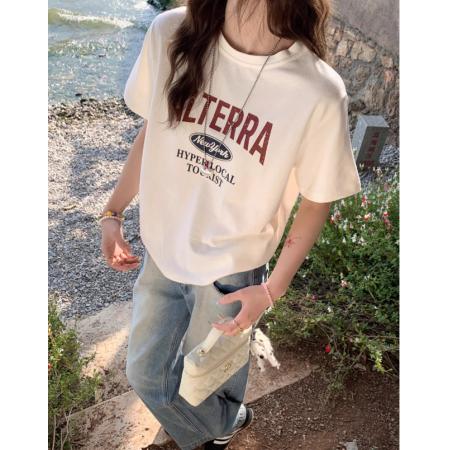 CX13611# 最便宜服饰批发 纯棉短袖t恤女宽松韩版ins潮春夏季新款中长款半袖上衣ins潮