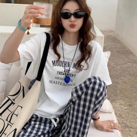 CX13611# 最便宜服饰批发 纯棉纯棉短袖t恤女宽松韩版ins潮春夏季新款中长款半袖上衣ins潮