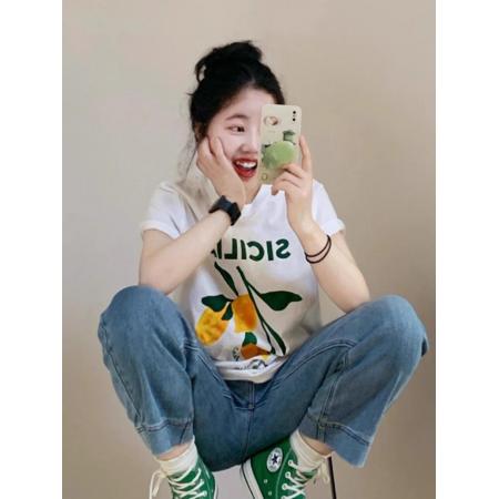CX13611# 最便宜服饰批发 纯棉纯棉短袖t恤女宽松韩版ins潮春夏季新款中长款半袖上衣ins潮