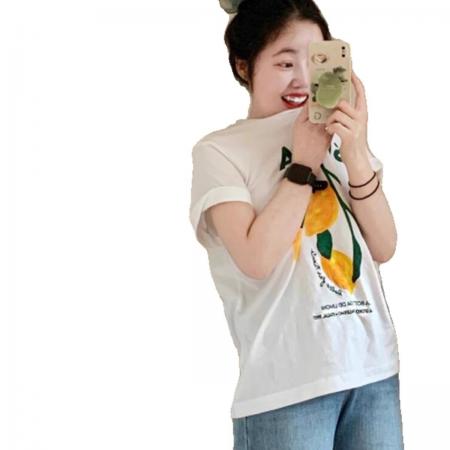 CX13611# 最便宜服饰批发 纯棉纯棉短袖t恤女宽松韩版ins潮春夏季新款中长款半袖上衣ins潮