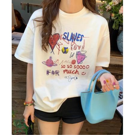 CX13611# 最便宜服饰批发 纯棉短袖t恤女宽松韩版ins潮春夏季新款中长款半袖上衣ins潮