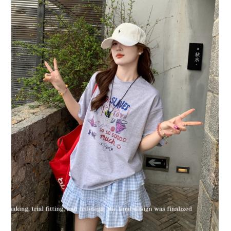 CX13611# 最便宜服饰批发 纯棉短袖t恤女宽松韩版ins潮春夏季新款中长款半袖上衣ins潮