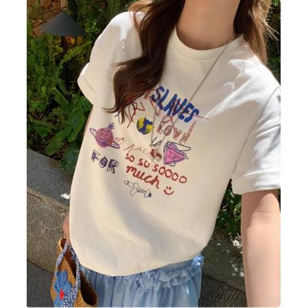 CX13611# 最便宜服饰批发 纯棉短袖t恤女宽松韩版ins潮春夏季新款中长款半袖上衣ins潮