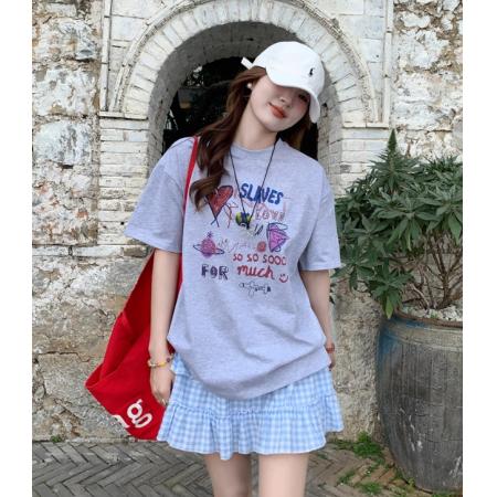 CX13611# 最便宜服饰批发 纯棉短袖t恤女宽松韩版ins潮春夏季新款中长款半袖上衣ins潮