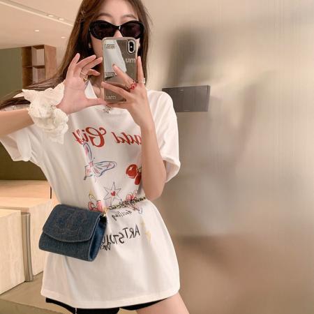 CX13611# 最便宜服饰批发 纯棉短袖t恤女宽松韩版ins潮春夏季新款中长款半袖上衣ins潮