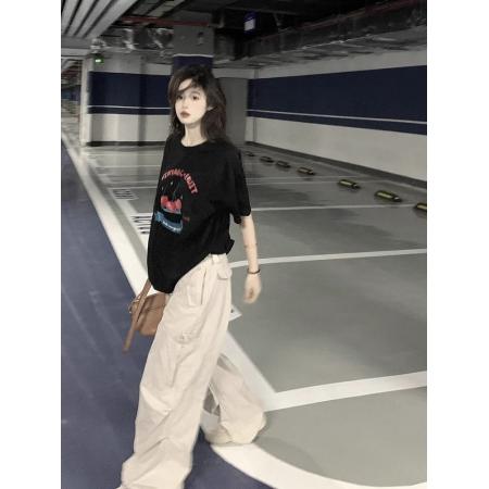 CX13611# 最便宜服饰批发 纯棉短袖t恤女宽松韩版ins潮春夏季新款中长款半袖上衣ins潮