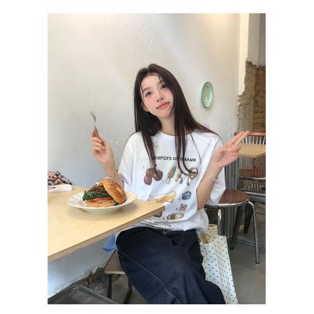 CX13611# 最便宜服饰批发 纯棉短袖t恤女宽松韩版ins潮春夏季新款中长款半袖上衣ins潮