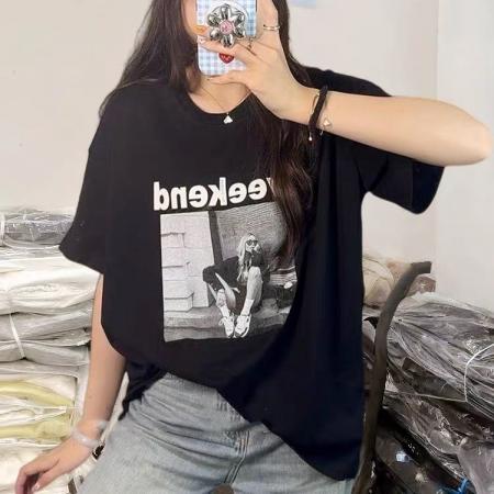 CX13611# 最便宜服饰批发 纯棉短袖t恤女宽松韩版ins潮春夏季新款中长款半袖上衣ins潮