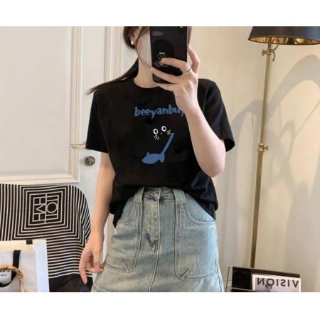 CX13611# 最便宜服饰批发 纯棉短袖t恤女宽松韩版ins潮春夏季新款中长款半袖上衣ins潮