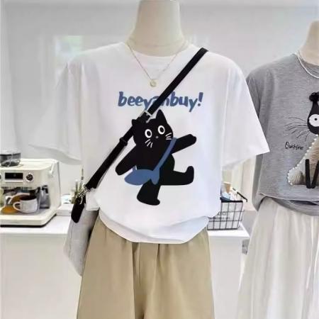 CX13611# 最便宜服饰批发 纯棉短袖t恤女宽松韩版ins潮春夏季新款中长款半袖上衣ins潮