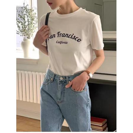 CX13611# 最便宜服饰批发 纯棉短袖t恤女宽松韩版ins潮春夏季新款中长款半袖上衣ins潮