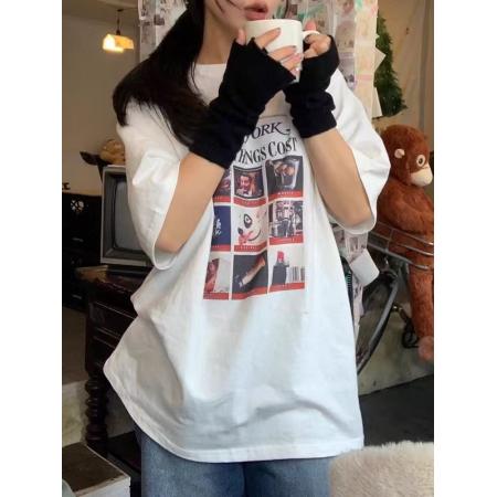 CX13611# 最便宜服饰批发 纯棉短袖t恤女宽松韩版ins潮春夏季新款中长款半袖上衣ins潮