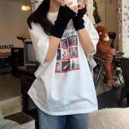 CX13611# 最便宜服饰批发 纯棉短袖t恤女宽松韩版ins潮春夏季新款中长款半袖上衣ins潮