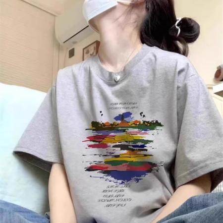 CX13611# 最便宜服饰批发 纯棉短袖t恤女宽松韩版ins潮春夏季新款中长款半袖上衣ins潮