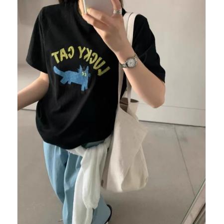 CX13611# 最便宜服饰批发 纯棉短袖t恤女宽松韩版ins潮春夏季新款中长款半袖上衣ins潮