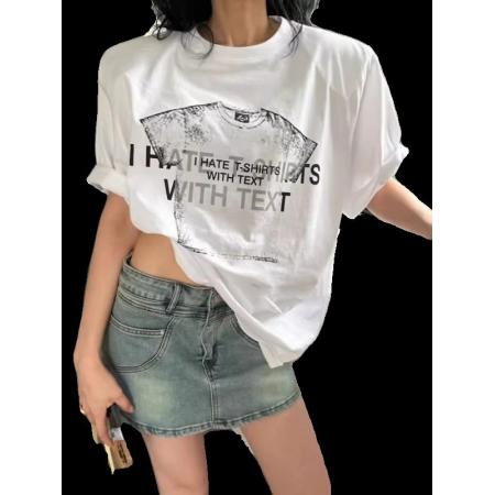 CX13611# 最便宜服饰批发 纯棉短袖t恤女宽松韩版ins潮春夏季新款中长款半袖上衣ins潮