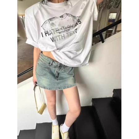 CX13611# 最便宜服饰批发 纯棉短袖t恤女宽松韩版ins潮春夏季新款中长款半袖上衣ins潮