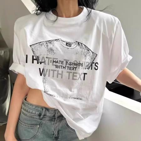 CX13611# 最便宜服饰批发 纯棉短袖t恤女宽松韩版ins潮春夏季新款中长款半袖上衣ins潮