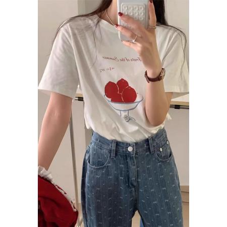 CX13611# 最便宜服饰批发 纯棉短袖t恤女宽松韩版ins潮春夏季新款中长款半袖上衣ins潮